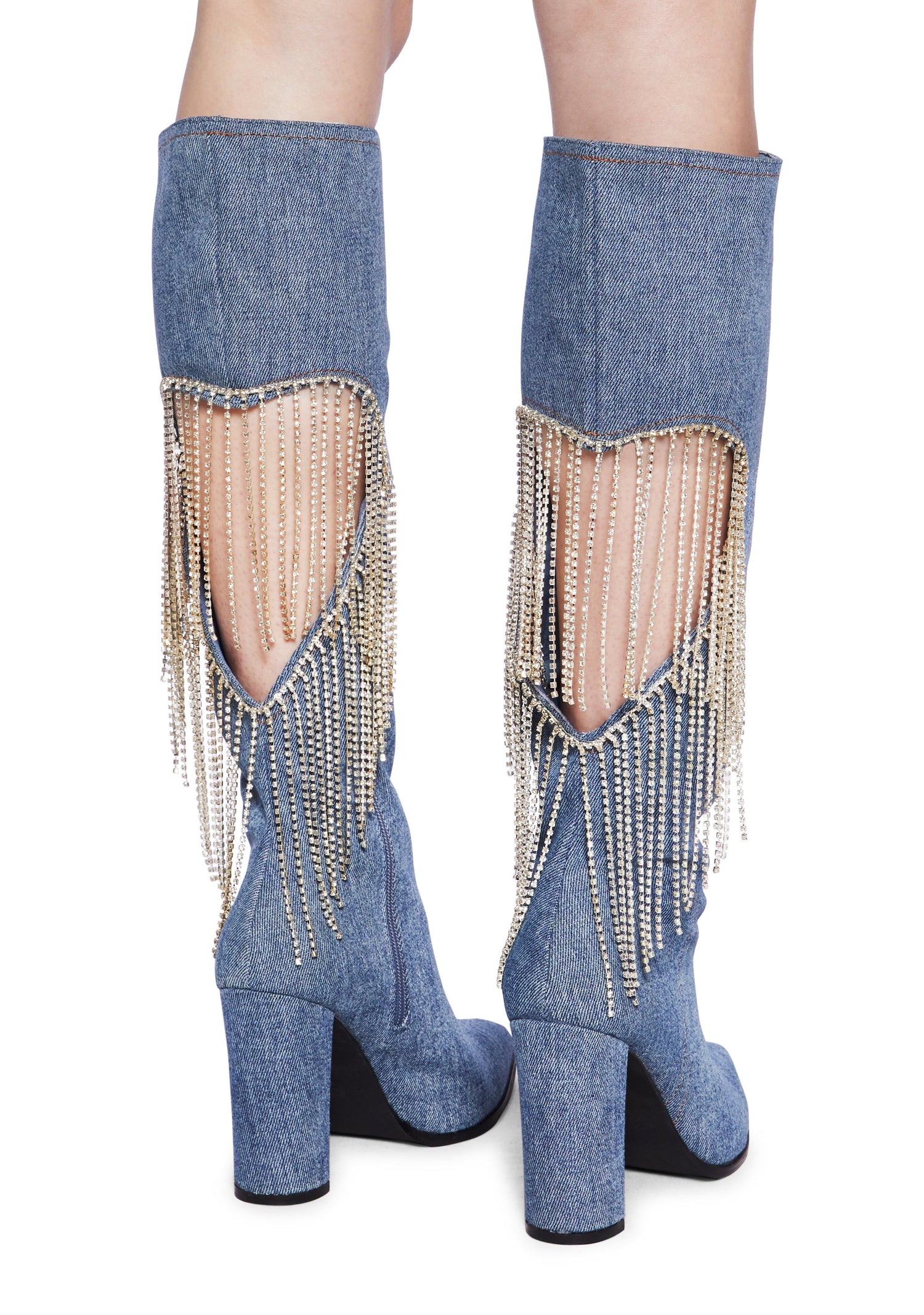 Jacqueline Heeled Boots - Denim