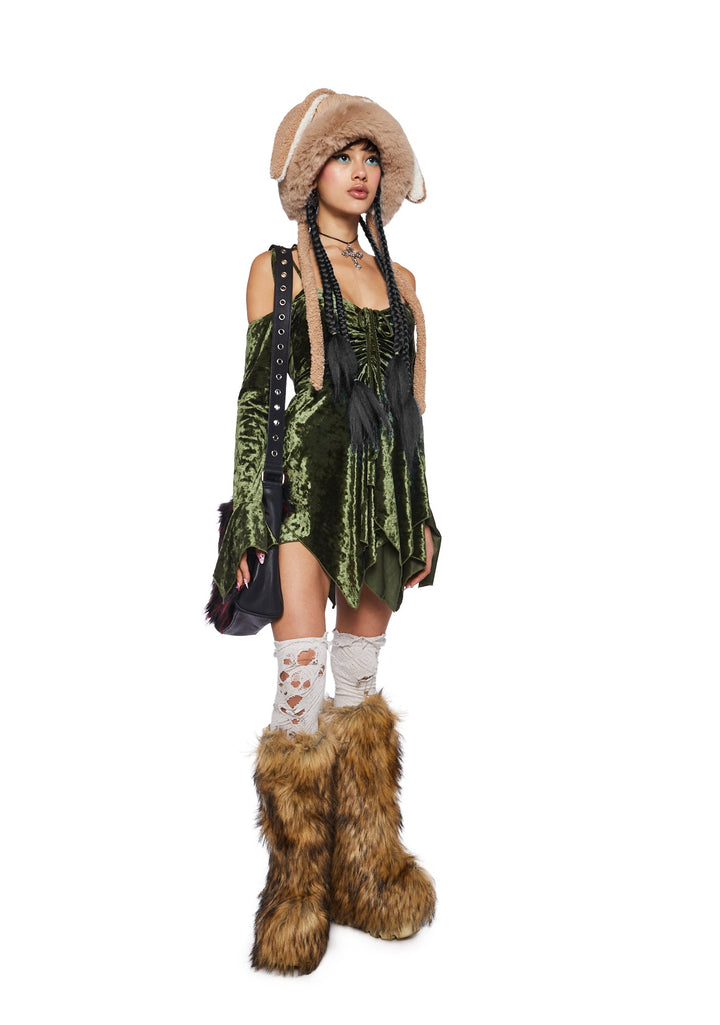 F is For Fairies Handkerchief Dress - Olive Velvet