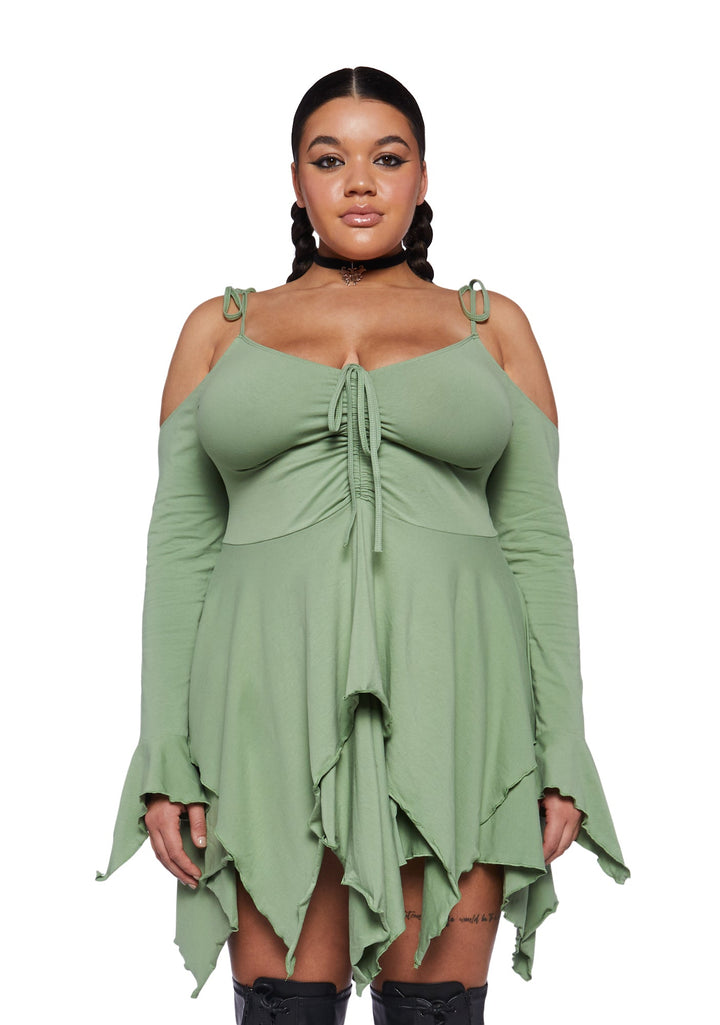 Plus F Is For Fairies Handkerchief Dress - Sage