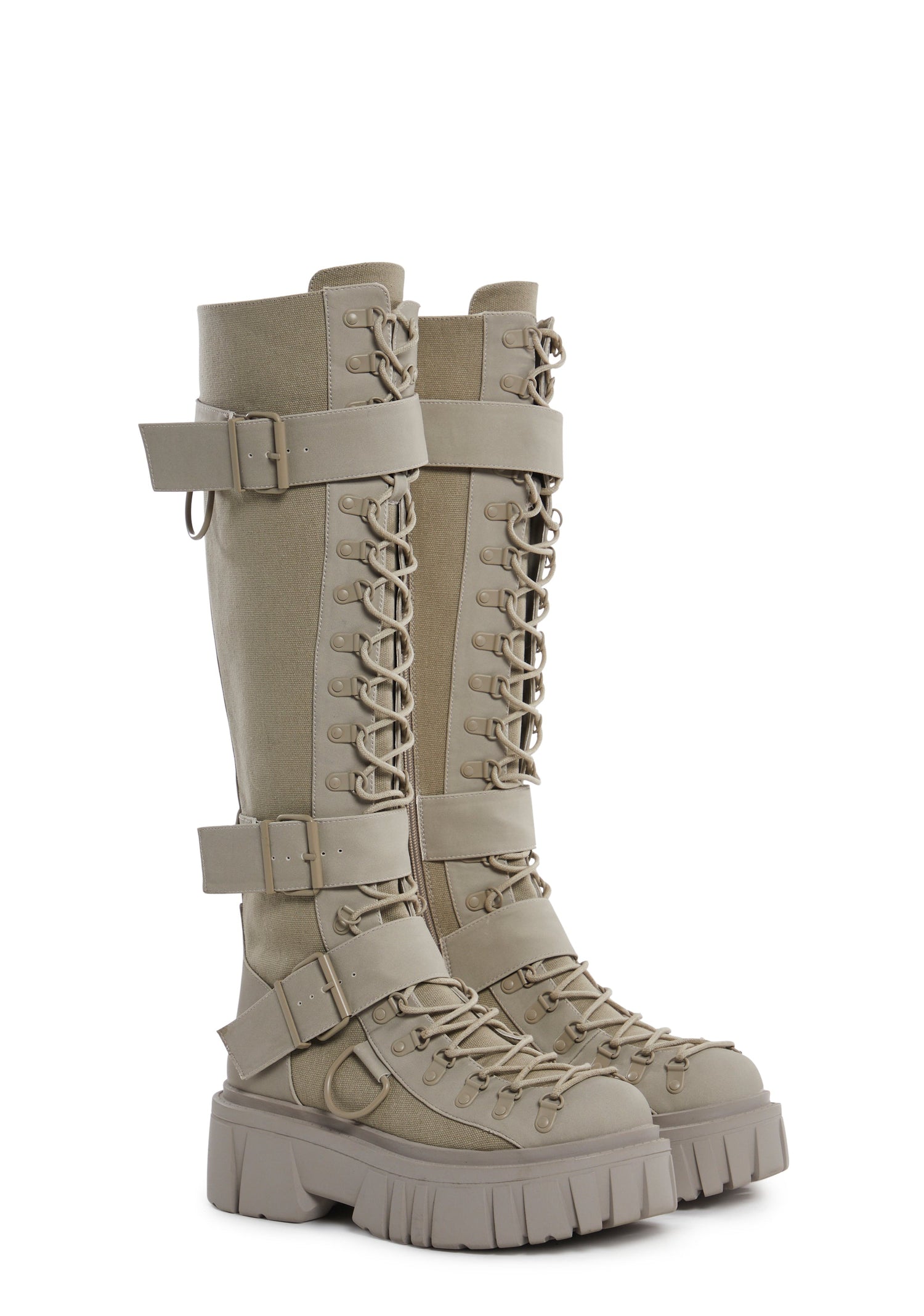 Low Traitor Knee High Boots - Light Gray