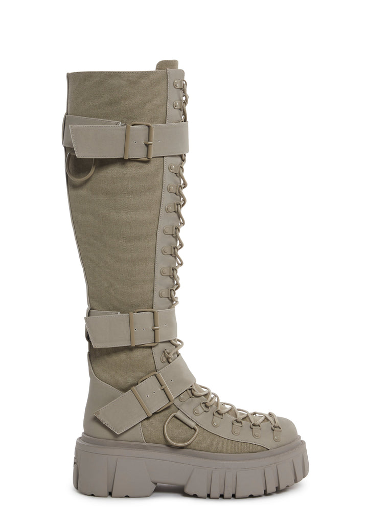 Low Traitor Knee High Boots - Light Gray