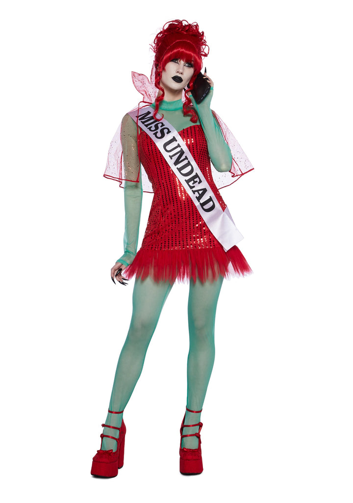 Miss Afterlife Receptionist Costume and Wig Set