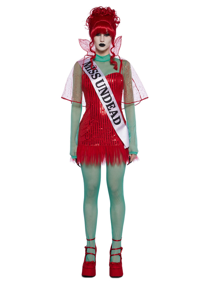 Miss Afterlife Receptionist Costume and Wig Set