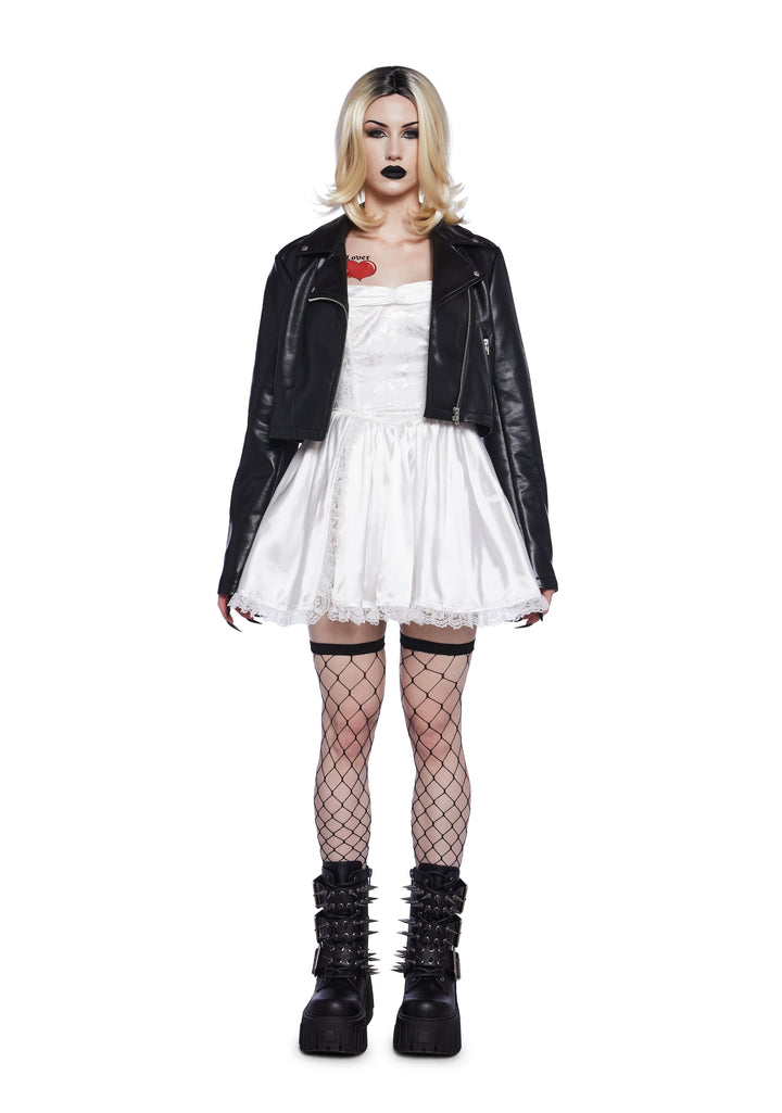 Evil Doll Bride Costume And Wig Set