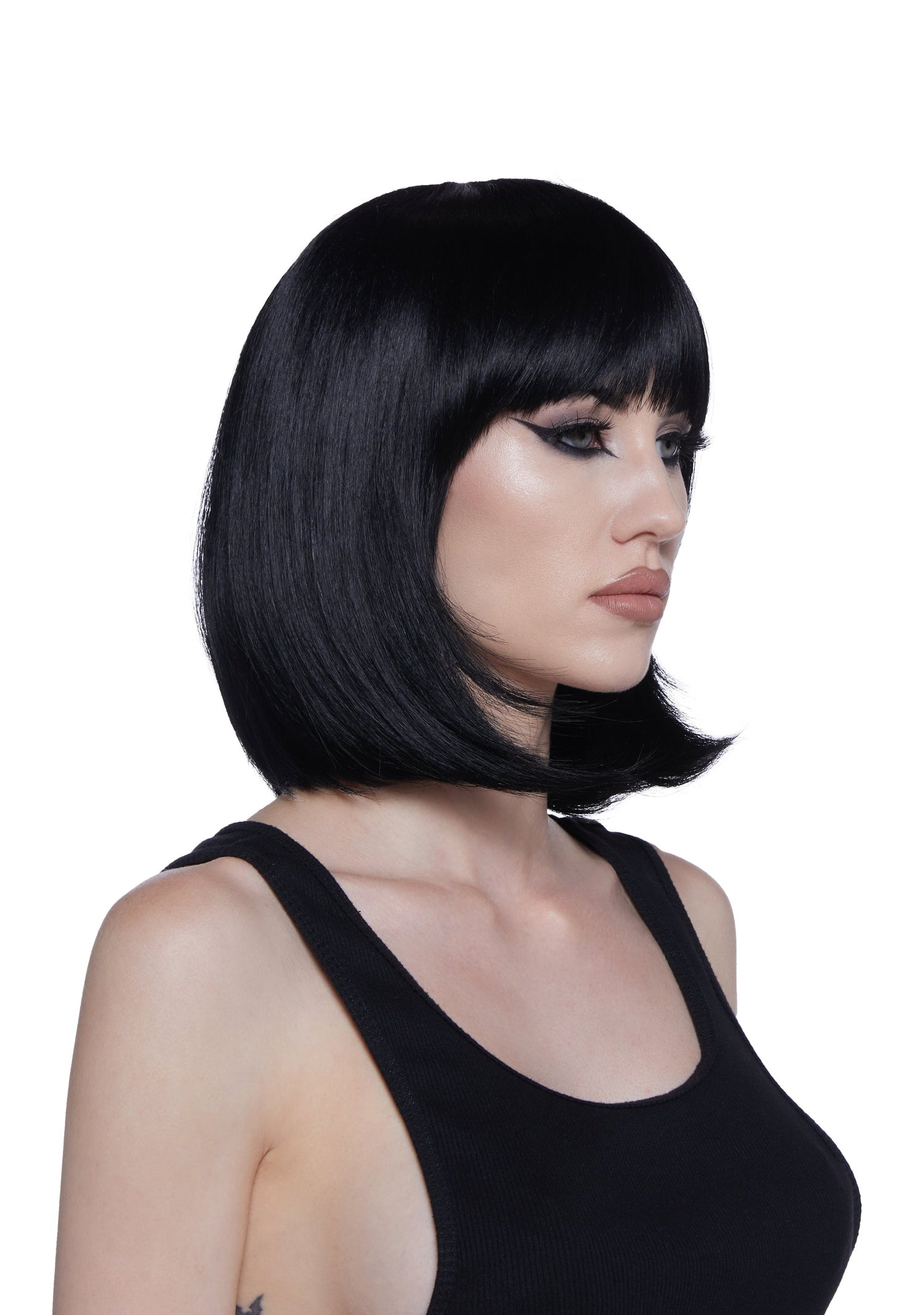 Short Bob Wig With Bangs - Black