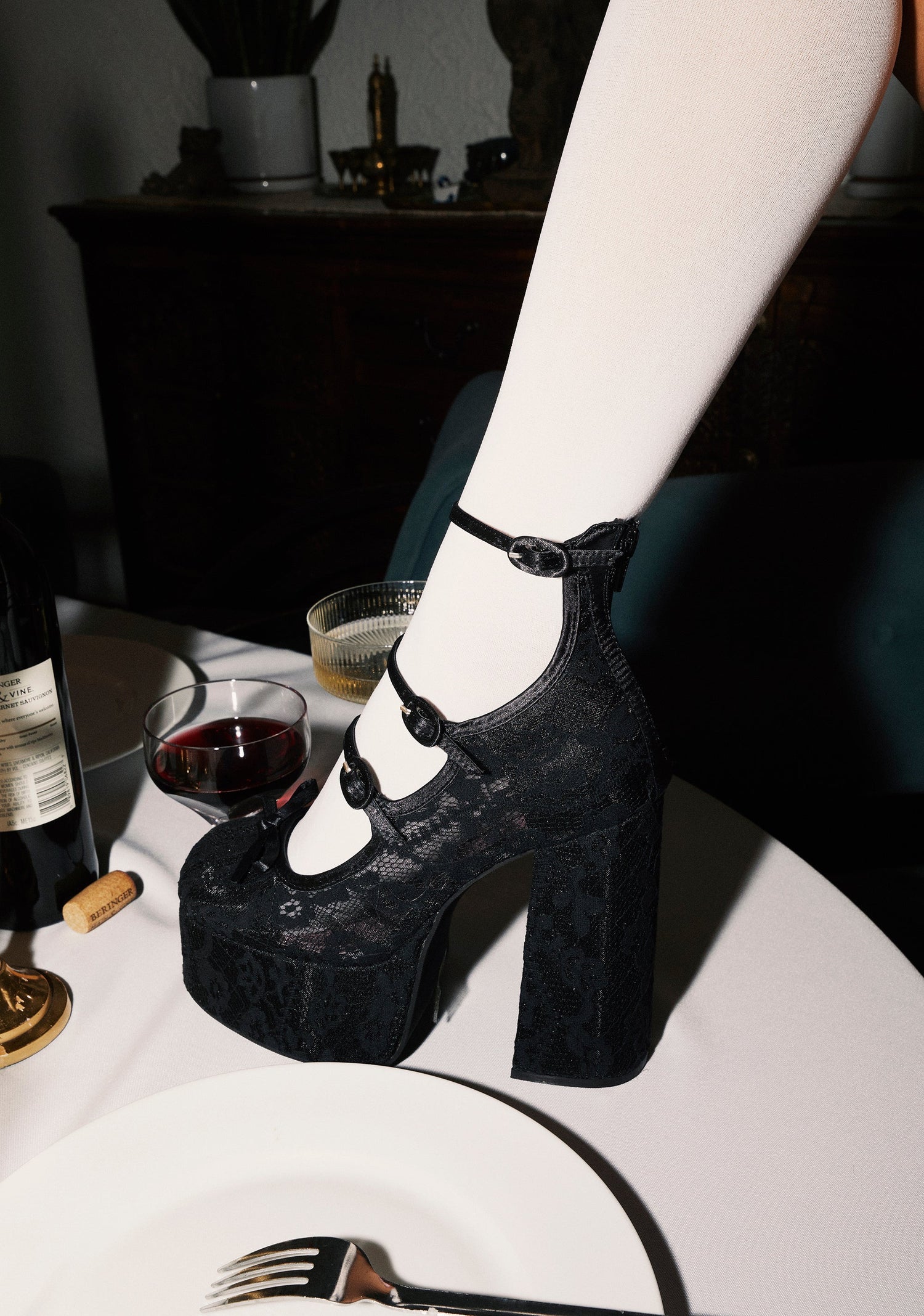 Smiling Melody Platform Heels - Black