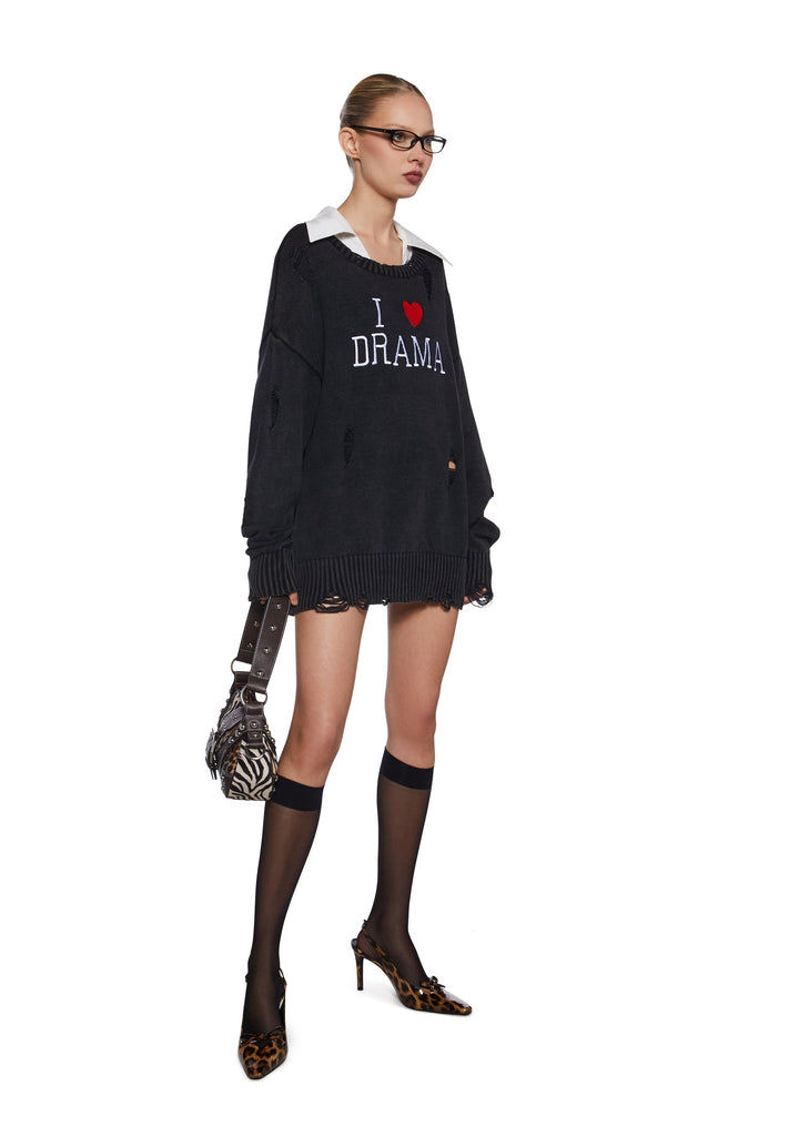 Drama Starter Distressed Sweater