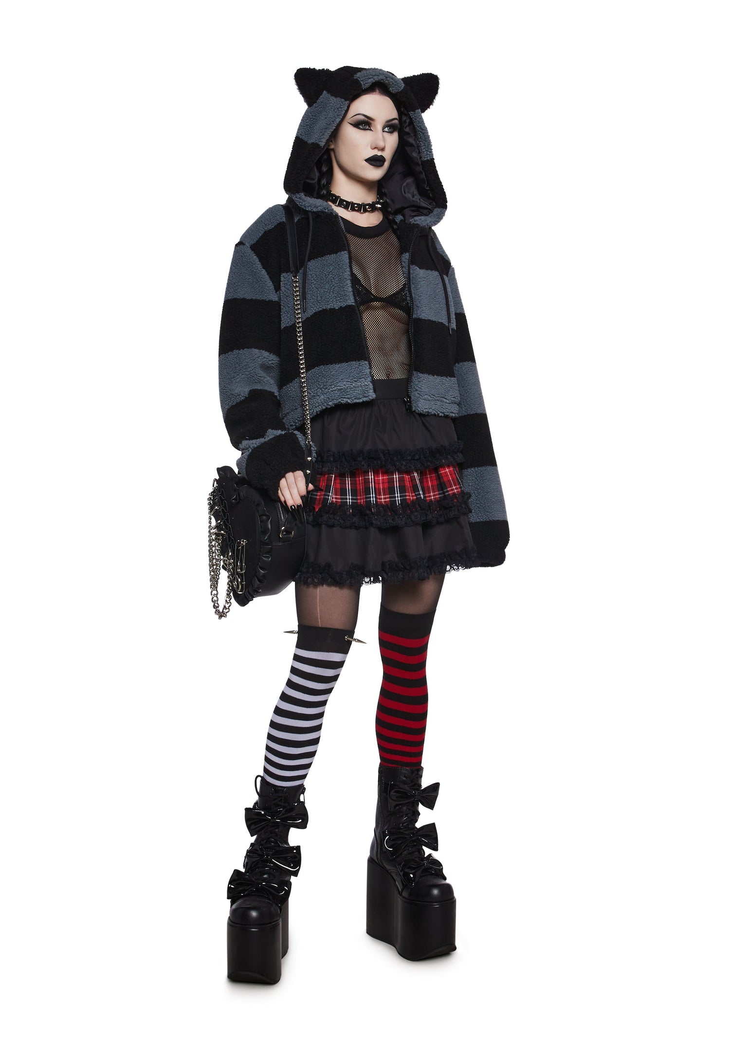 Black Cat Energy Hooded Sherpa Jacket
