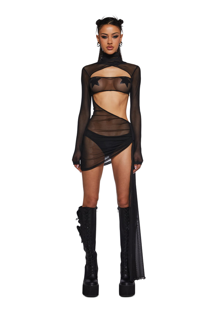 Dreamland Sheer Dancer Bodycon Dress - Black