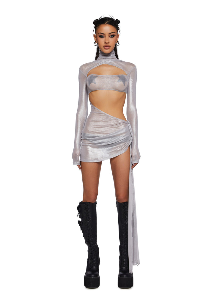 Dreamland Dancer Bodycon Dress - Silver