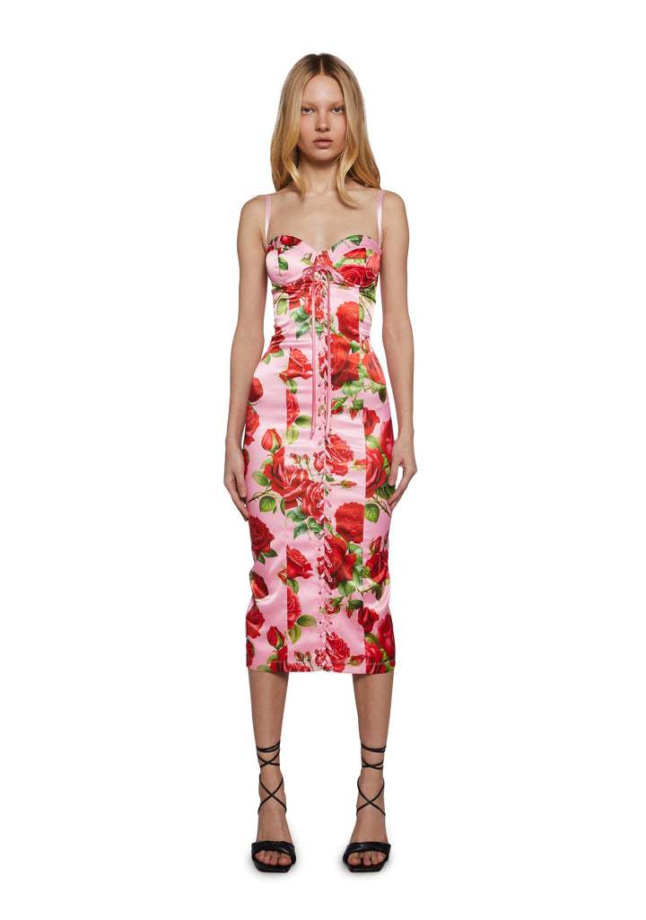Romantic Getaway Midi Dress - Pink