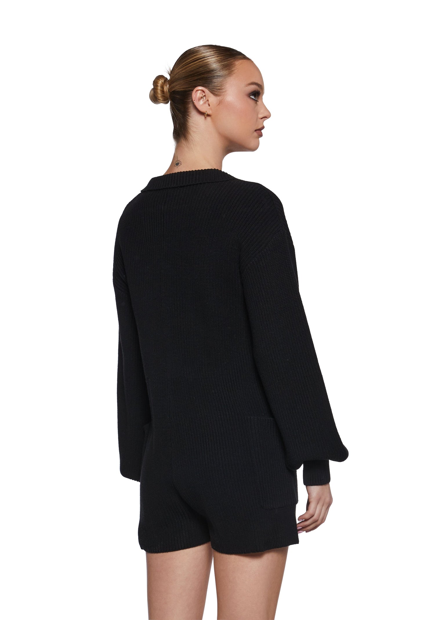 Cozy Weekends Knit Romper - Black