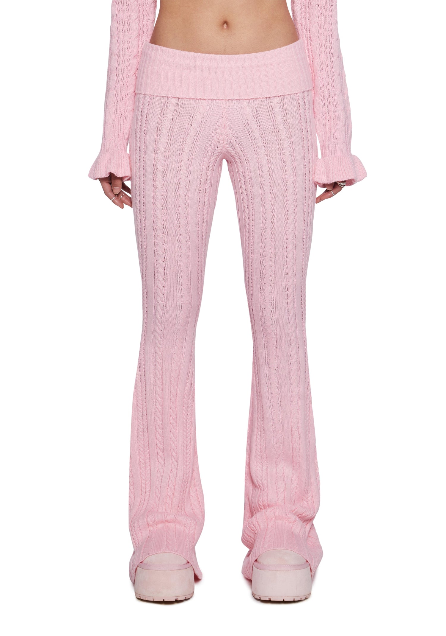 Deep Thoughts Flare Pants - Pink