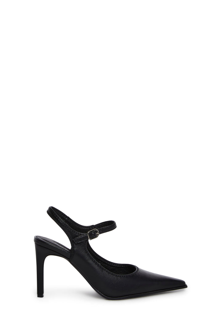 Preppy At Heart Pointed Toe Heels - Black