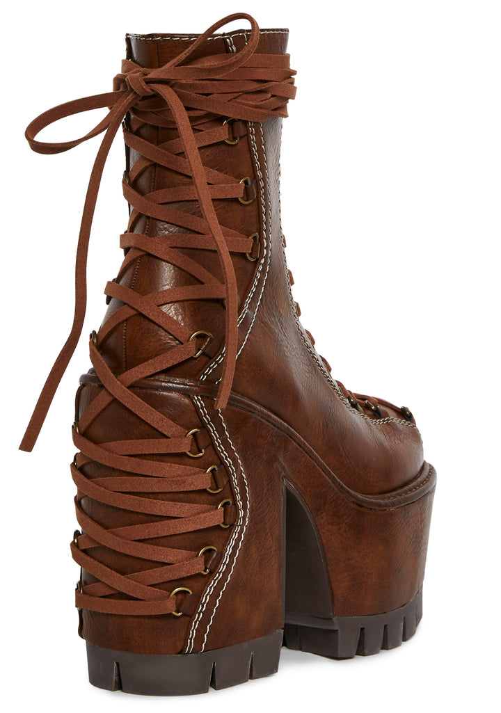 Woodland Lucid Dream Corset Boots - Brown