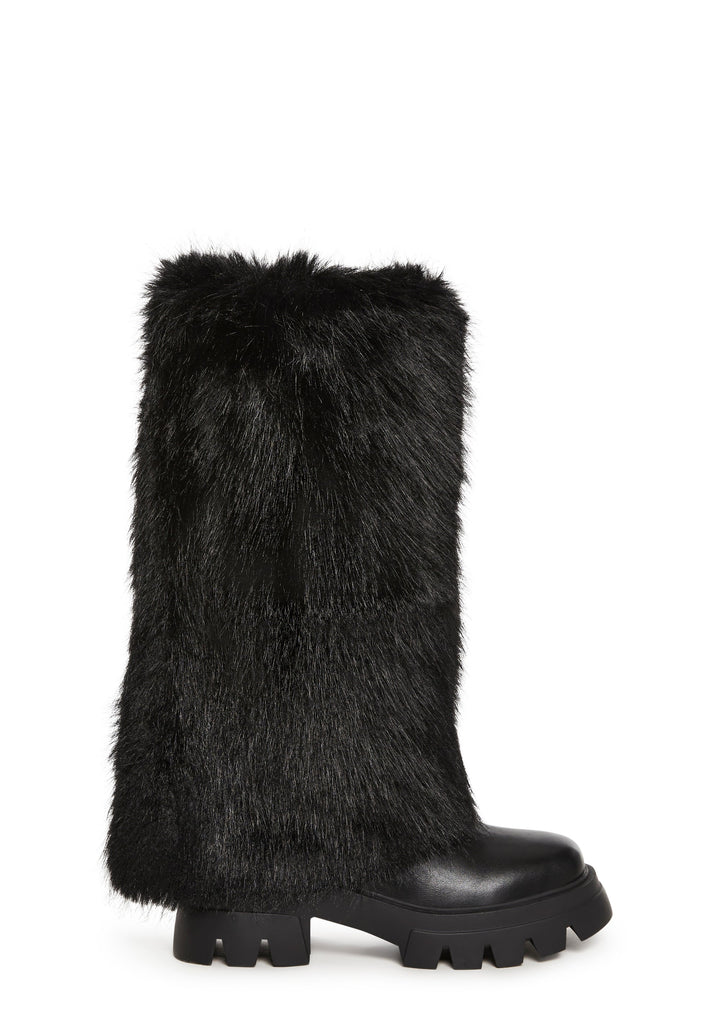Ahsoka Foldover Flat Boots - Black