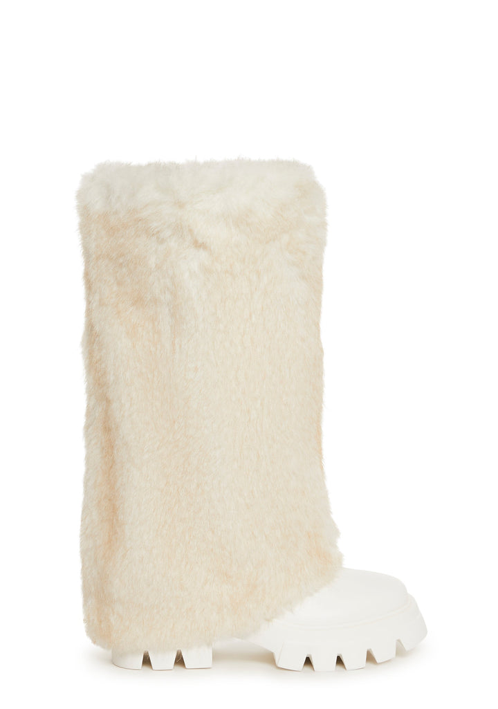 Ahsoka Foldover Flat Boots - White