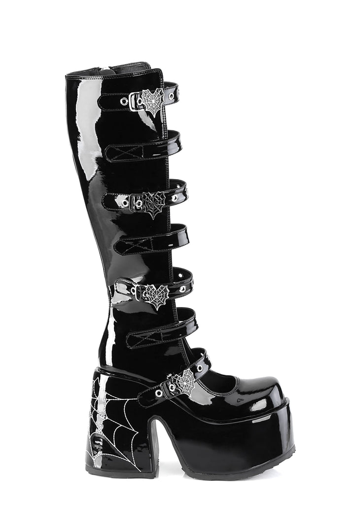 Camel-223 Platform Glow In The Dark Knee High Boots