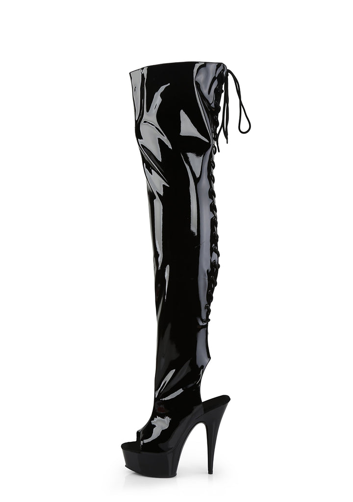 Delight-3017 Platform Thigh High Boots-Black
