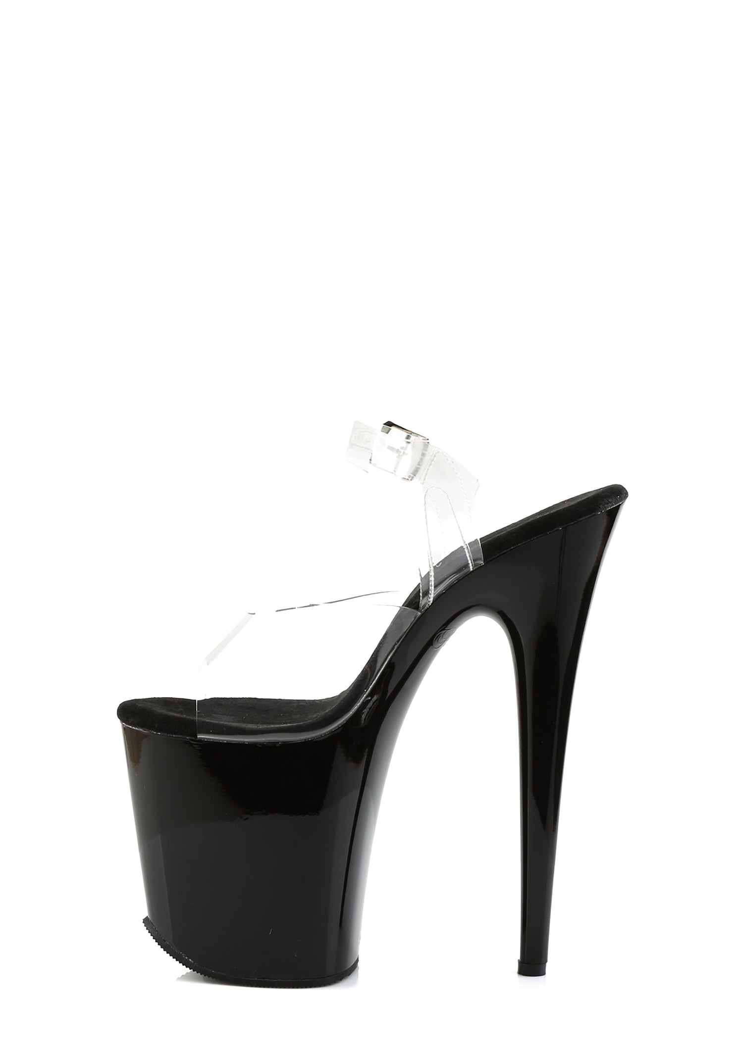 Flamingo-808 Platform Ankle Strap Sandals-Clear-Black