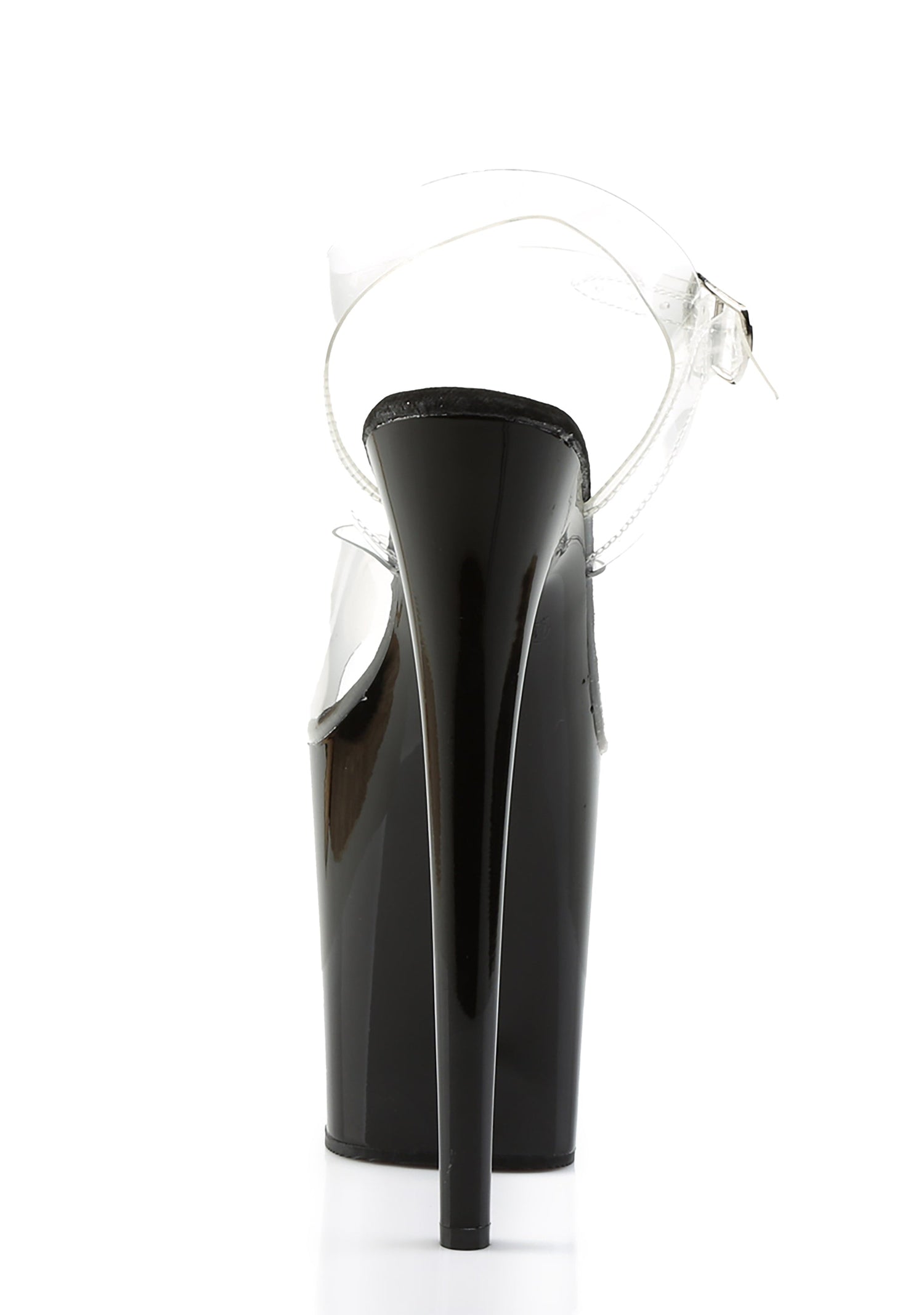Flamingo-808 Platform Ankle Strap Sandals-Clear-Black