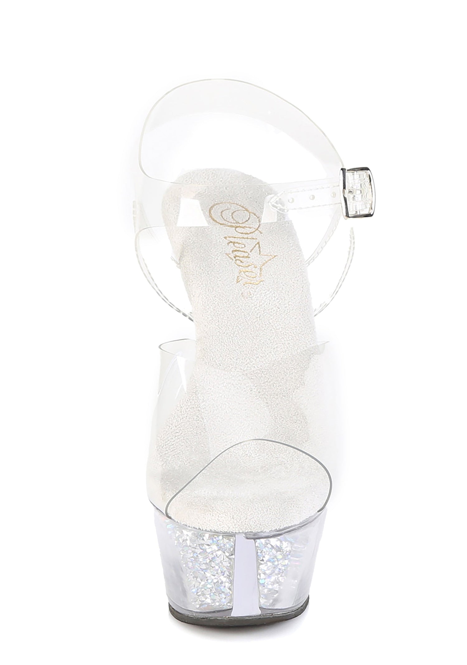Kiss-208RSI Platform Ankle Strap Sandals-Clear Rhinestones