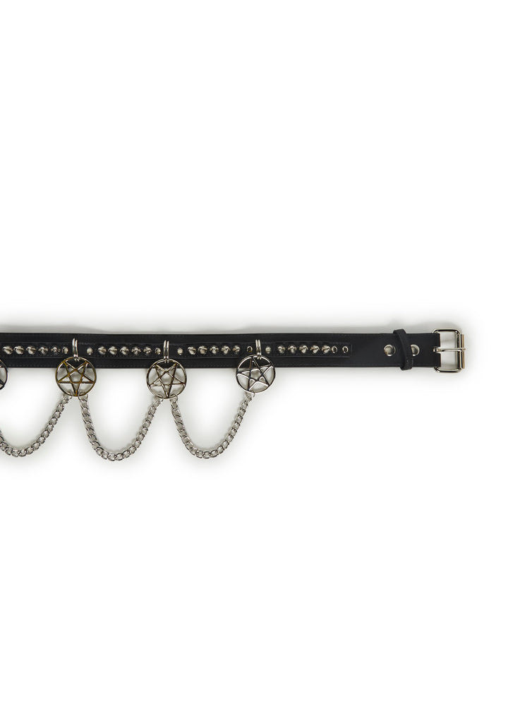 Pentagram Waist Belt With Chains