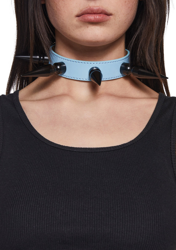 Extra Long Spiked Choker - Blue