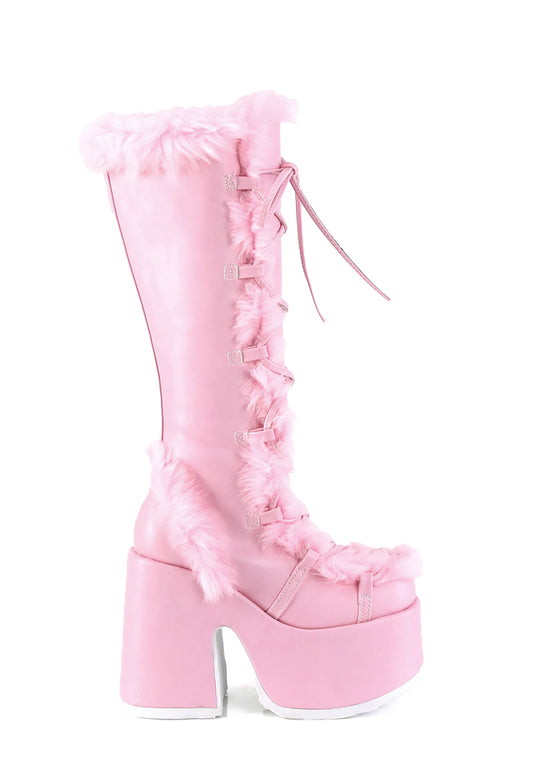 Camel-311 Platform Knee High Boots