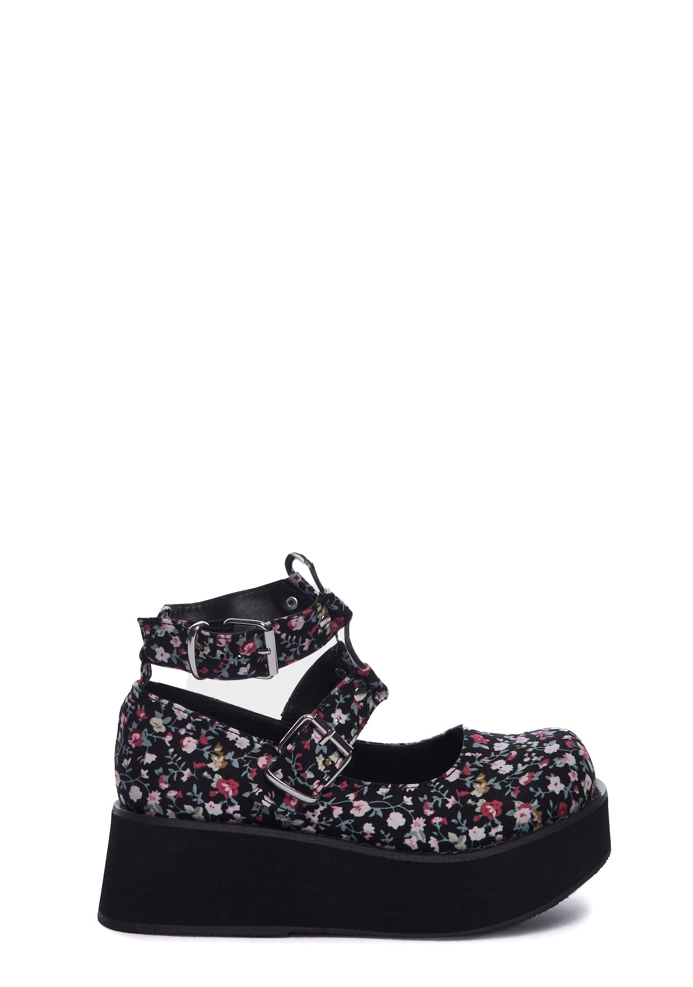 Spirite-02 Platform Mary Janes - Black/Pink