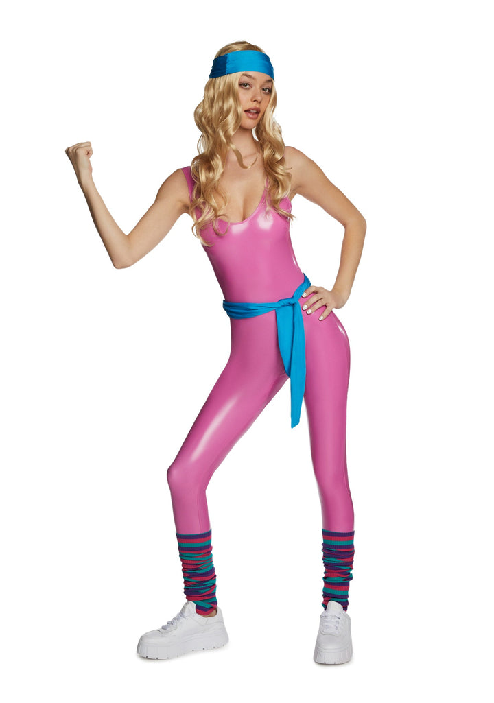 Workout Plan 80's Costume and Wig Set