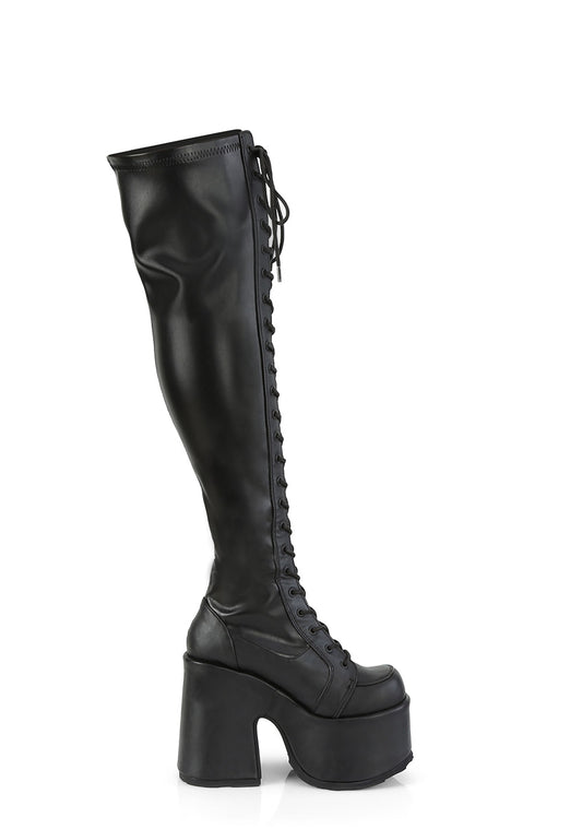 Camel-300 Platform Thigh High Boots