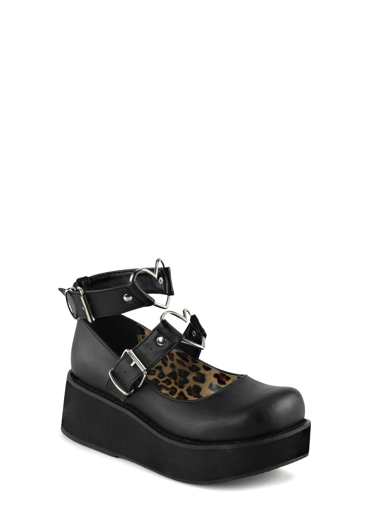 Spirite-02 Platform Mary Janes - Black