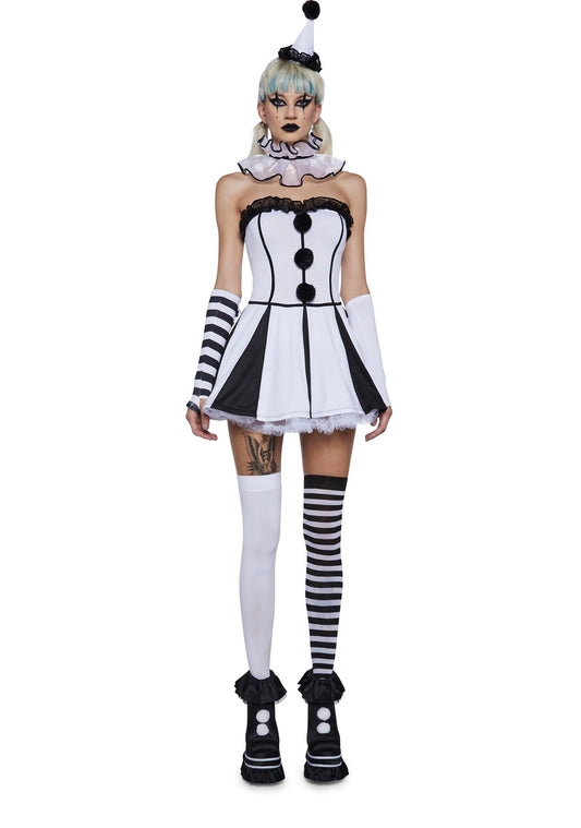 Classic Clown Girl Costume - White