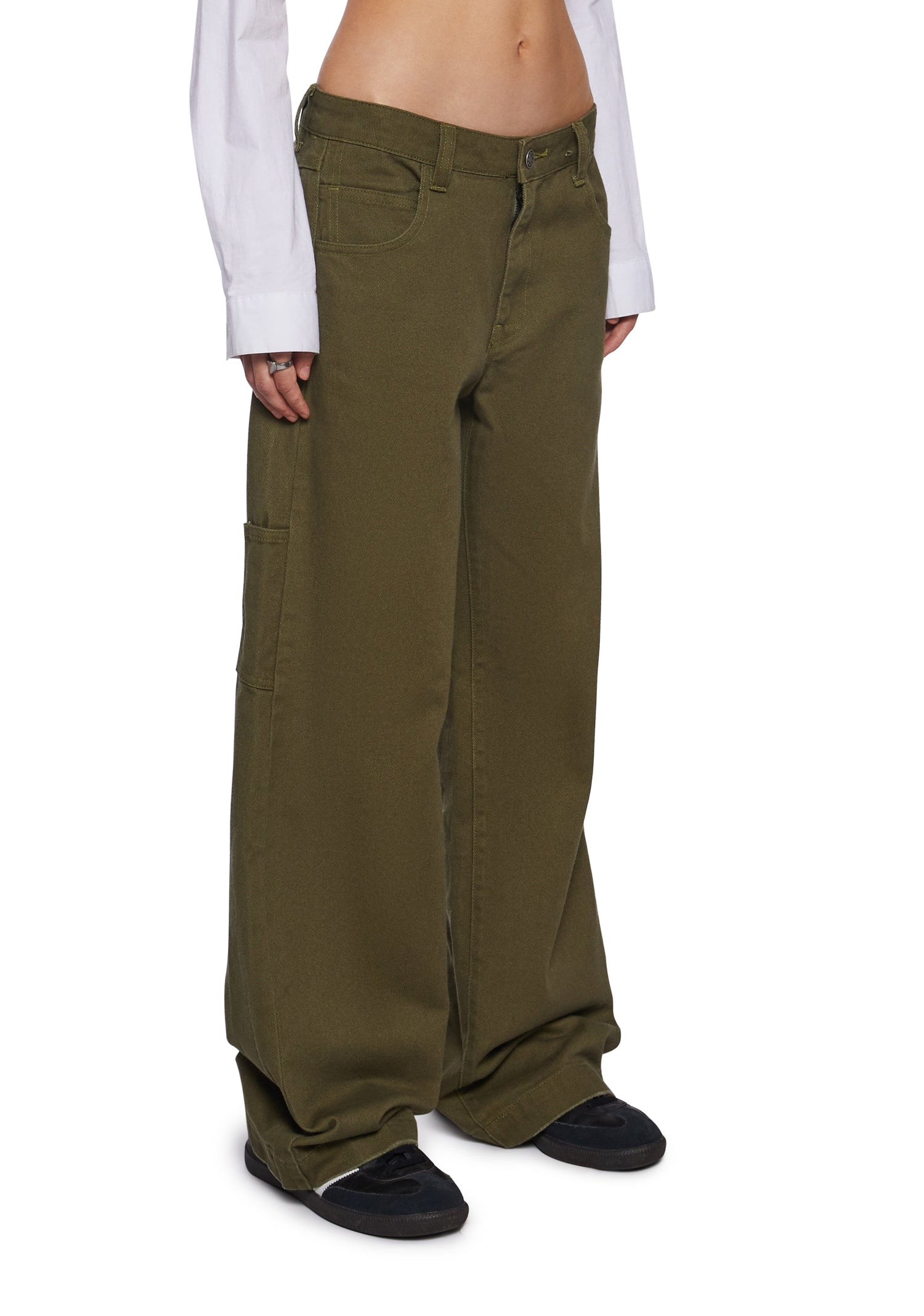 Olive So Misunderstood Twill Carpenter Pants