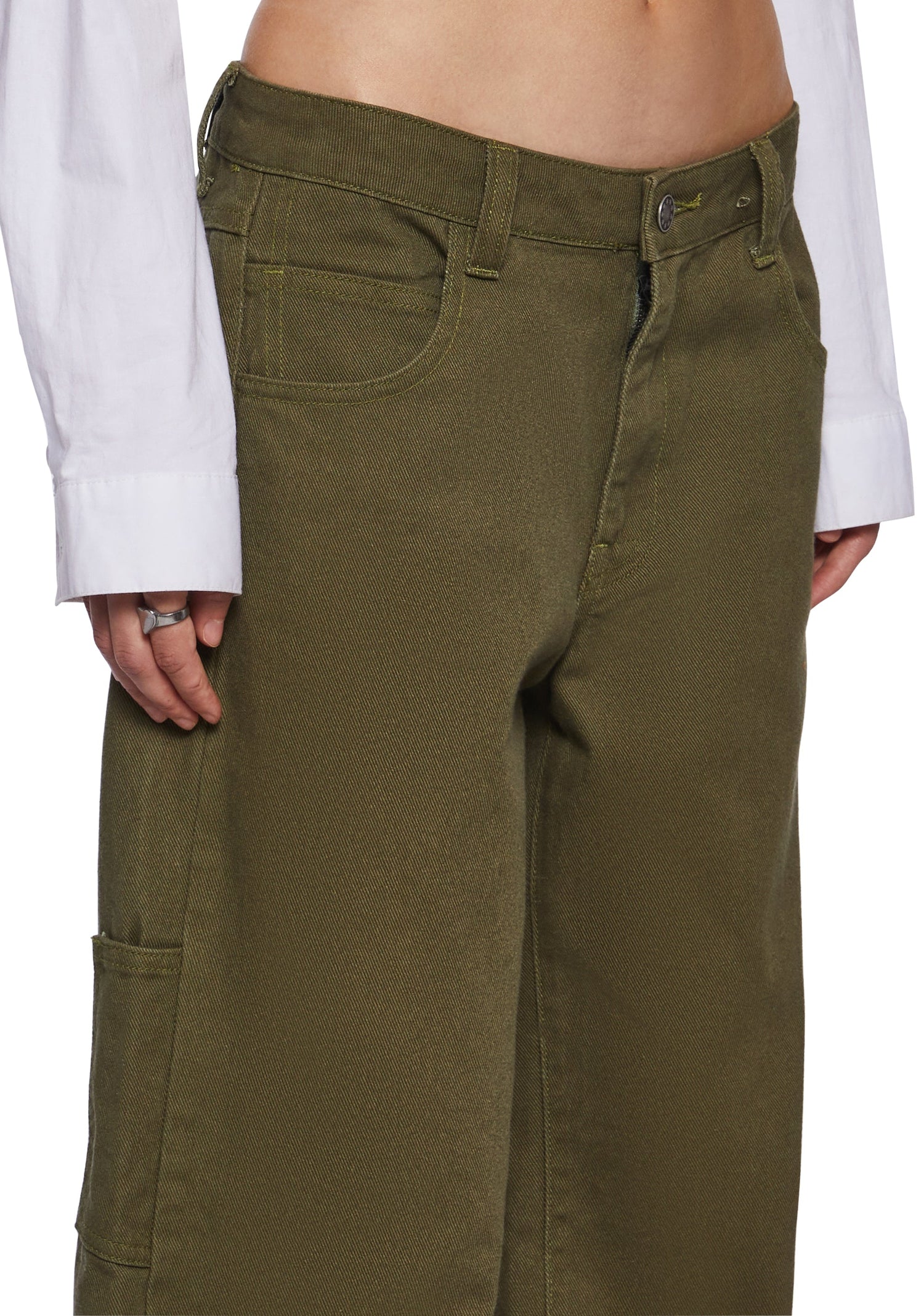 Olive So Misunderstood Twill Carpenter Pants