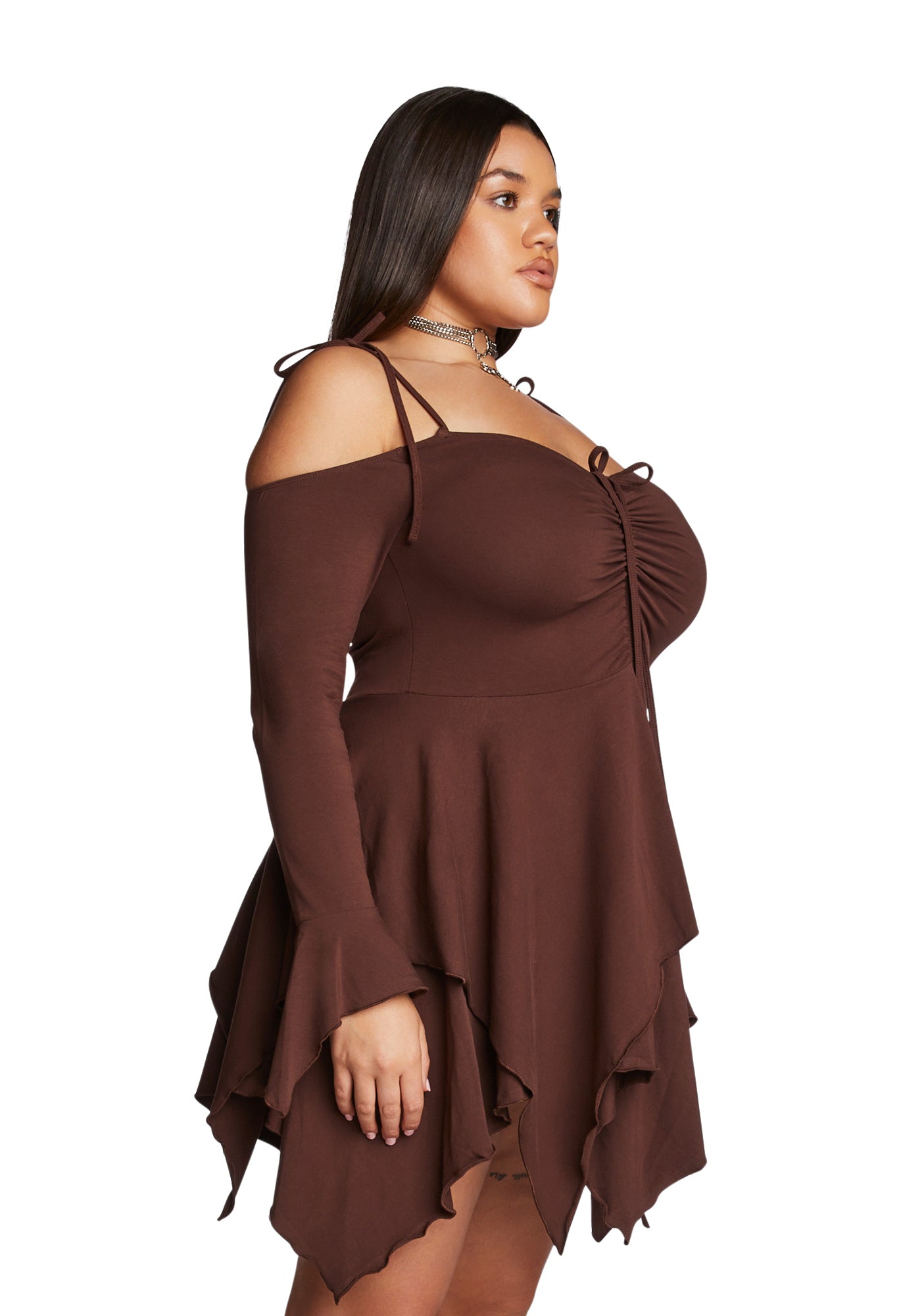 Plus F is For Fairies Handkerchief Dress - Brown